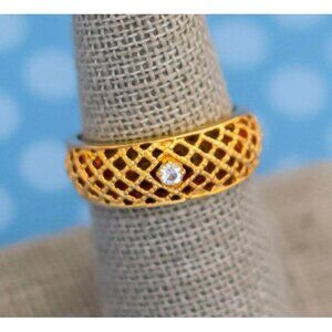 Vintage Boho Gold Tone Rhinestone Ring by Avon Size 7 - M16